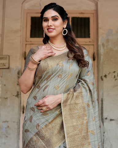 Pure Silk Saree Weaved With Zari Comes With Heavy Banarasi Brocade Blouse