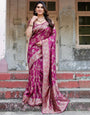 Pure Silk Saree Weaved With Zari Comes With Heavy Banarasi Brocade Blouse