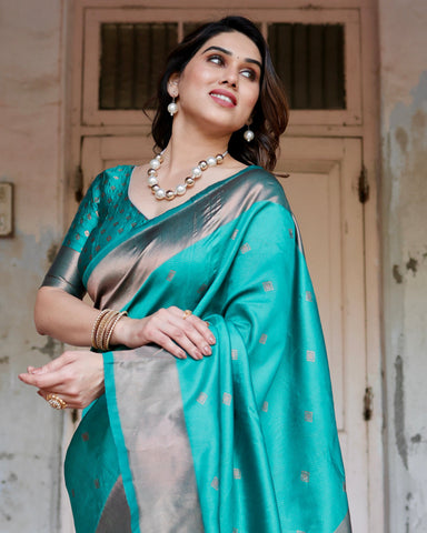 Pure Silk Saree Weaved With Zari Comes With Heavy Banarasi Brocade Blouse