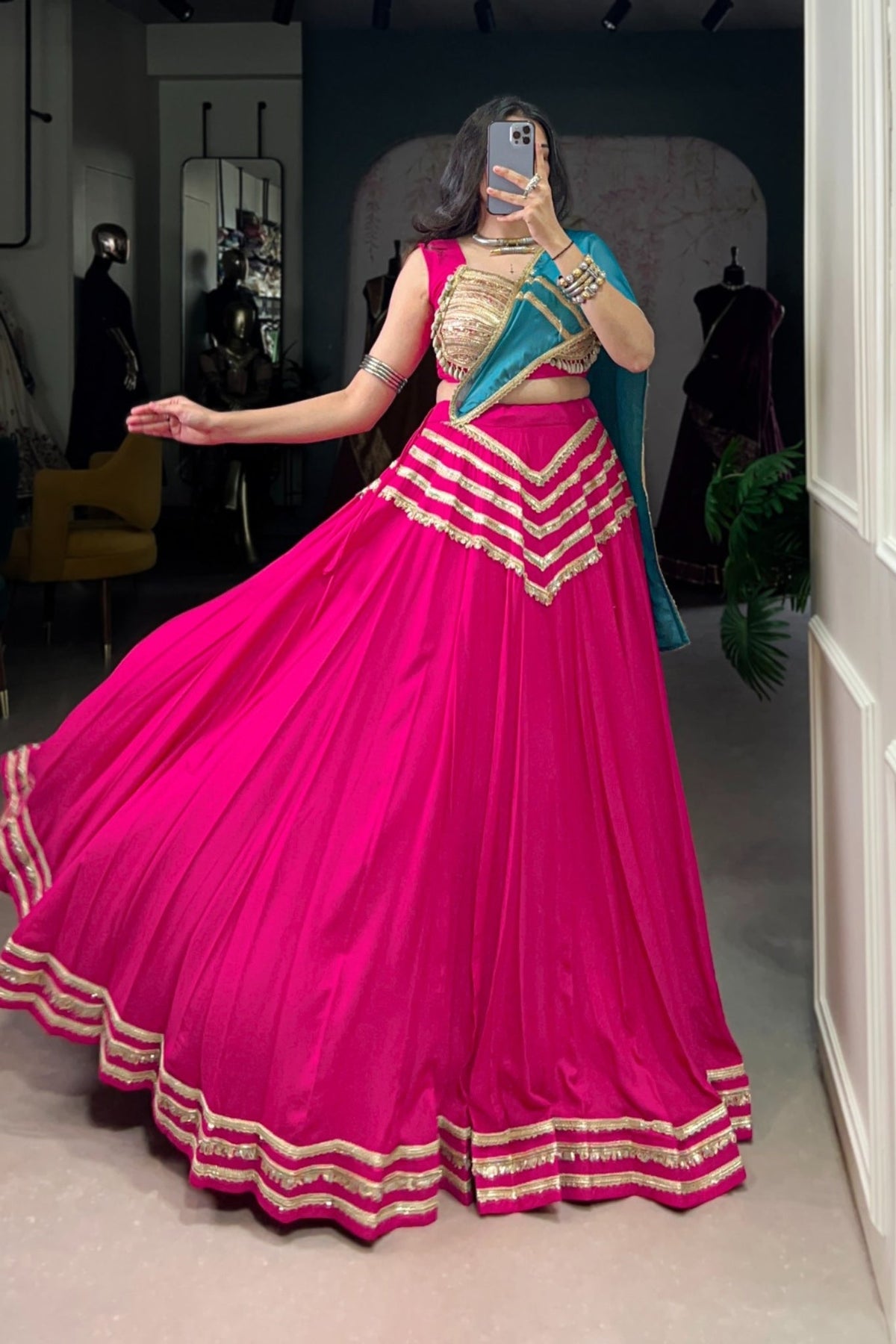 Pink Designer Beautiful Navratri Lehenga Choli Set