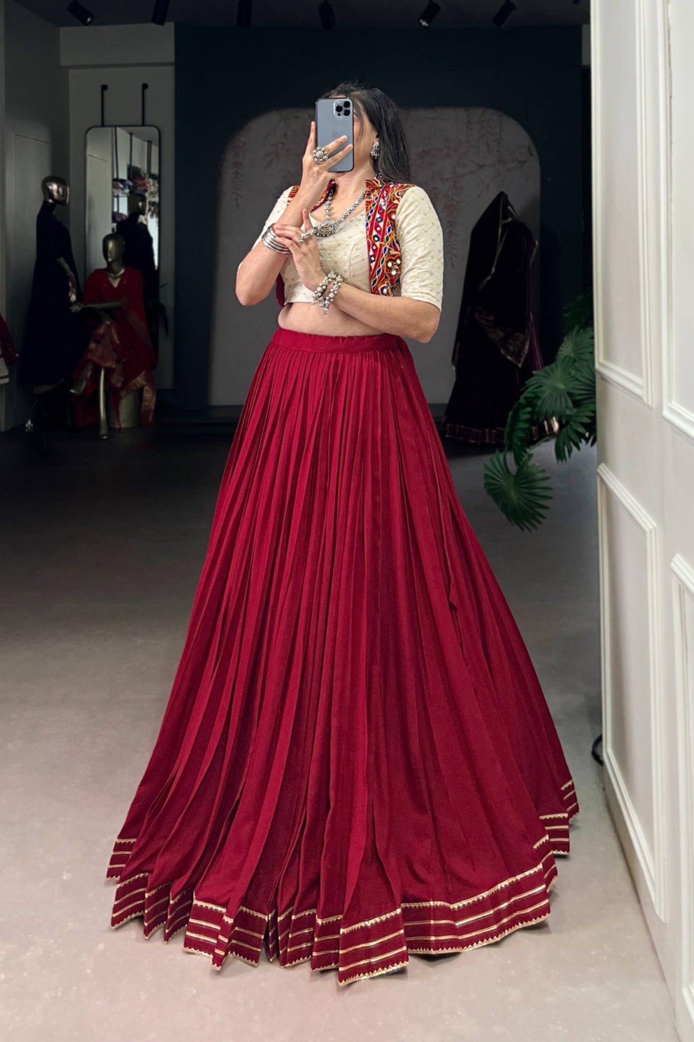 Pure Rayon Original Mirror Gamthi Work Stylish Lehenga Choli