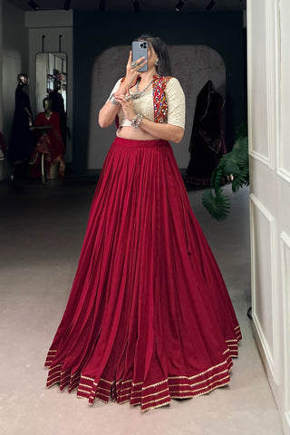 Pure Rayon Original Mirror Gamthi Work Stylish Lehenga Choli