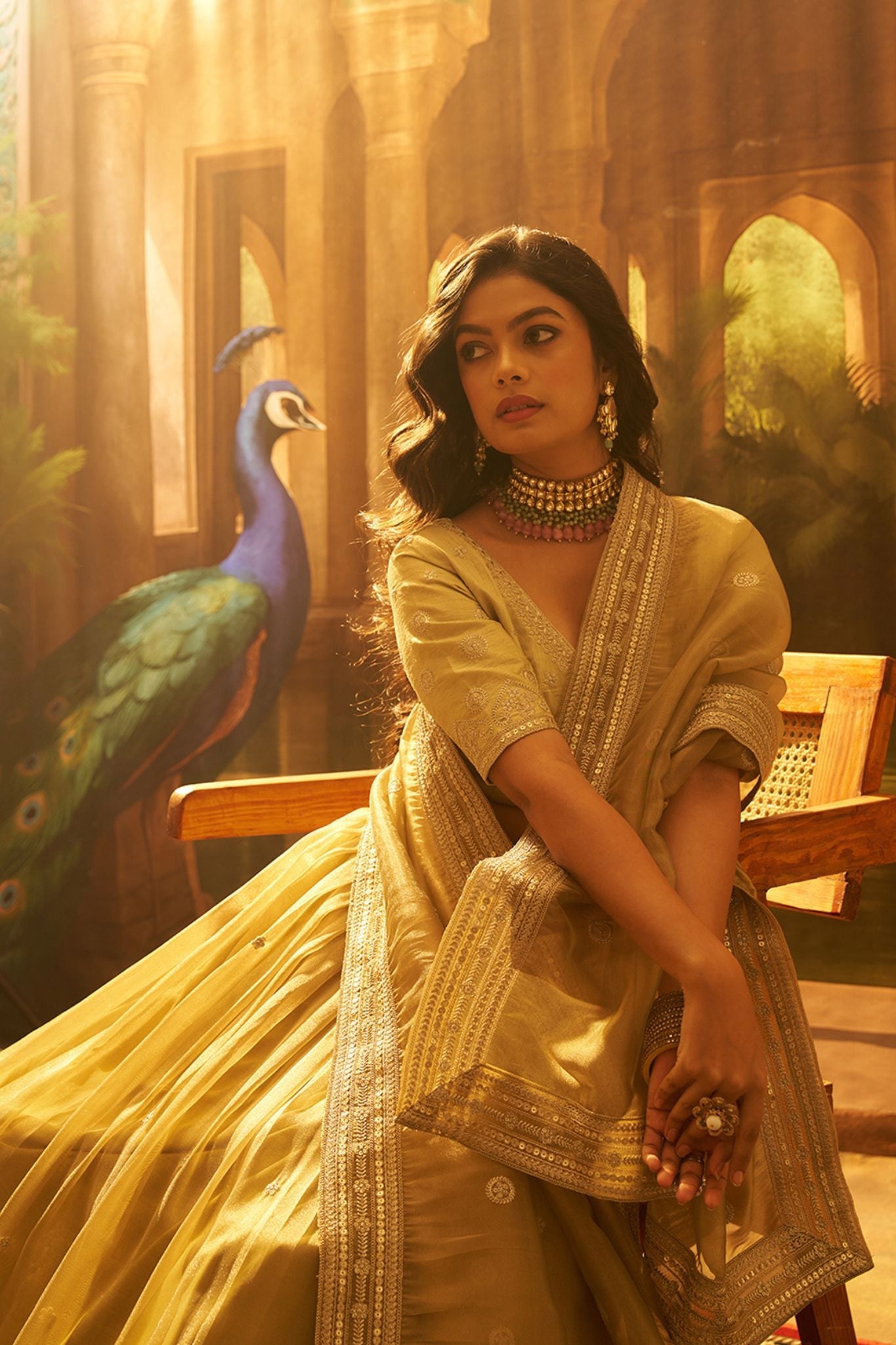 Premium Olive Green Hiranya Silk Lehenga Set Featuring Art Silk Blouse And Detailed Embroidered Dupatta