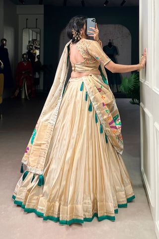 Designer Paithani Zari Weaving Shimmer Lehenga Choli With Dupatta