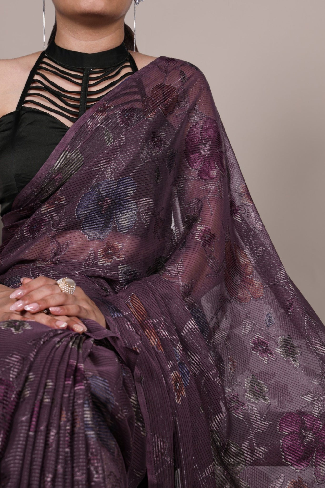 Floral Lurex Brasso Saree