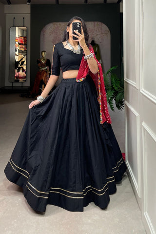 New Plain With Gotta Patti Work Navratri Lehenga Choli