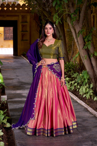 South Indian Style Kanchipuram Silk Lehenga Choli