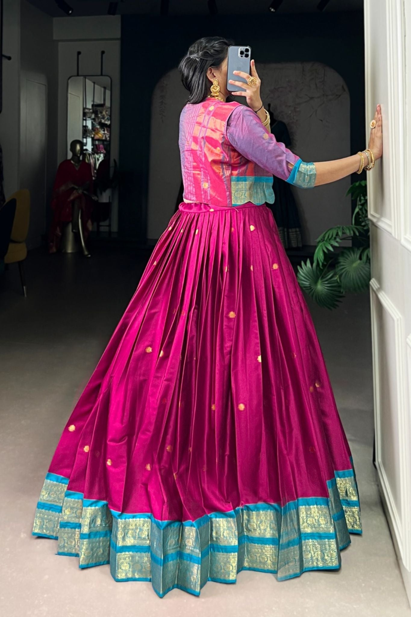 Premium Poly Cotton Zari Woven Lehenga Set – Perfect for Weddings & Celebrations