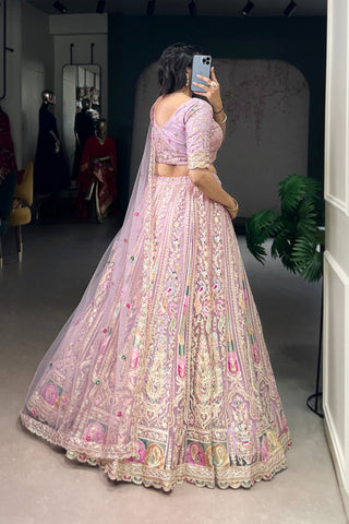 Bridal Pastel Net Lehenga Choli With Sequins Elegance