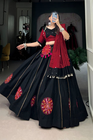 Gamthi Work Pure Cotton Navratri Lehenga Choli