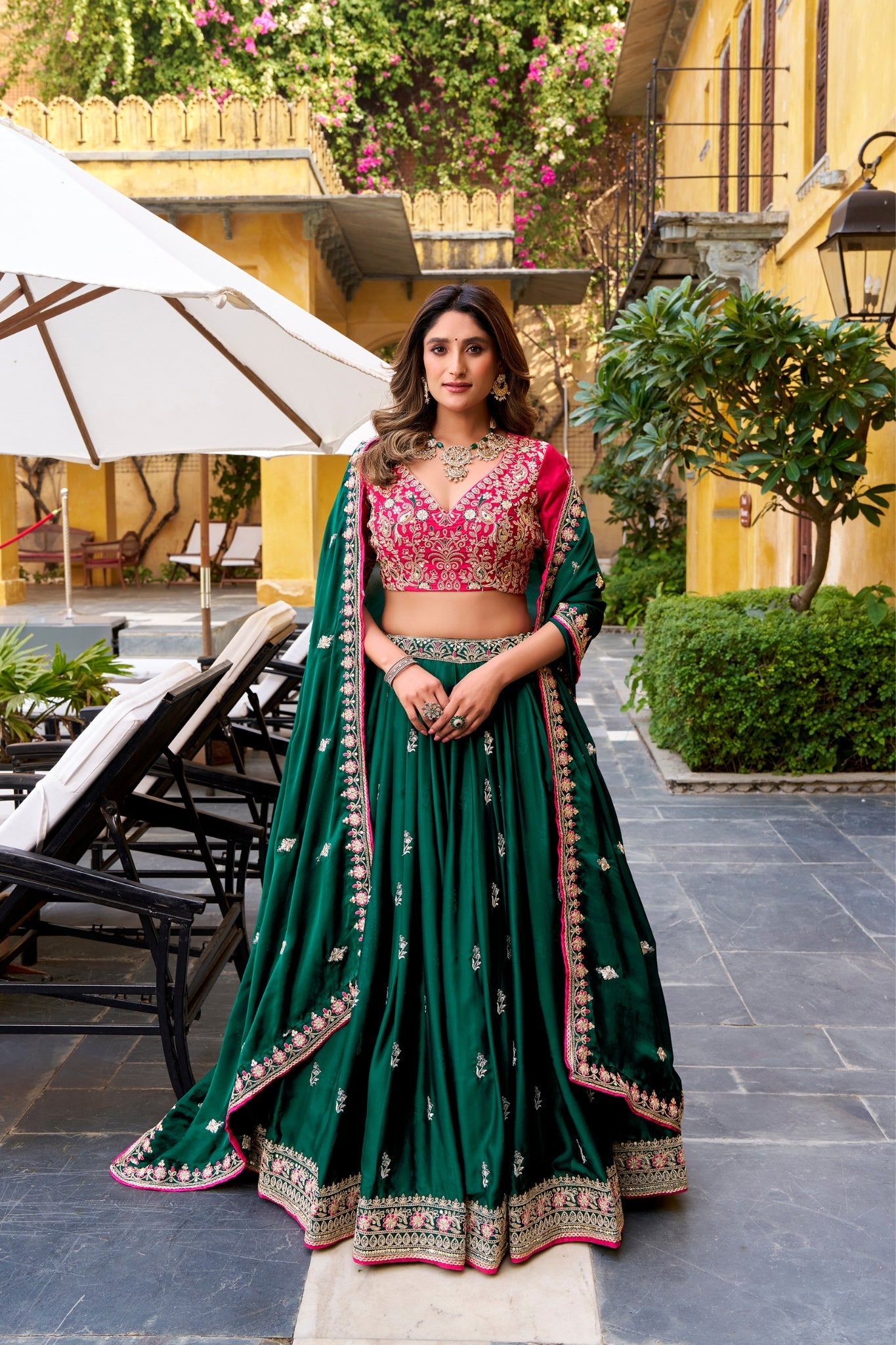 Luxury Silk Satin Embroidered Lehenga Set For Wedding And Festive Wear