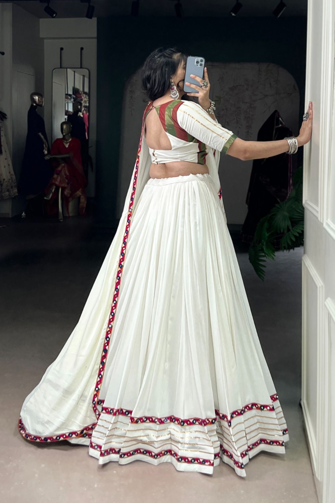 Navratri Beautiful Original Mirror Gamthi Work Designer Lehenga Choli