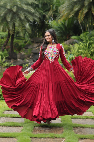 Maroon Attractive Navratri Gown