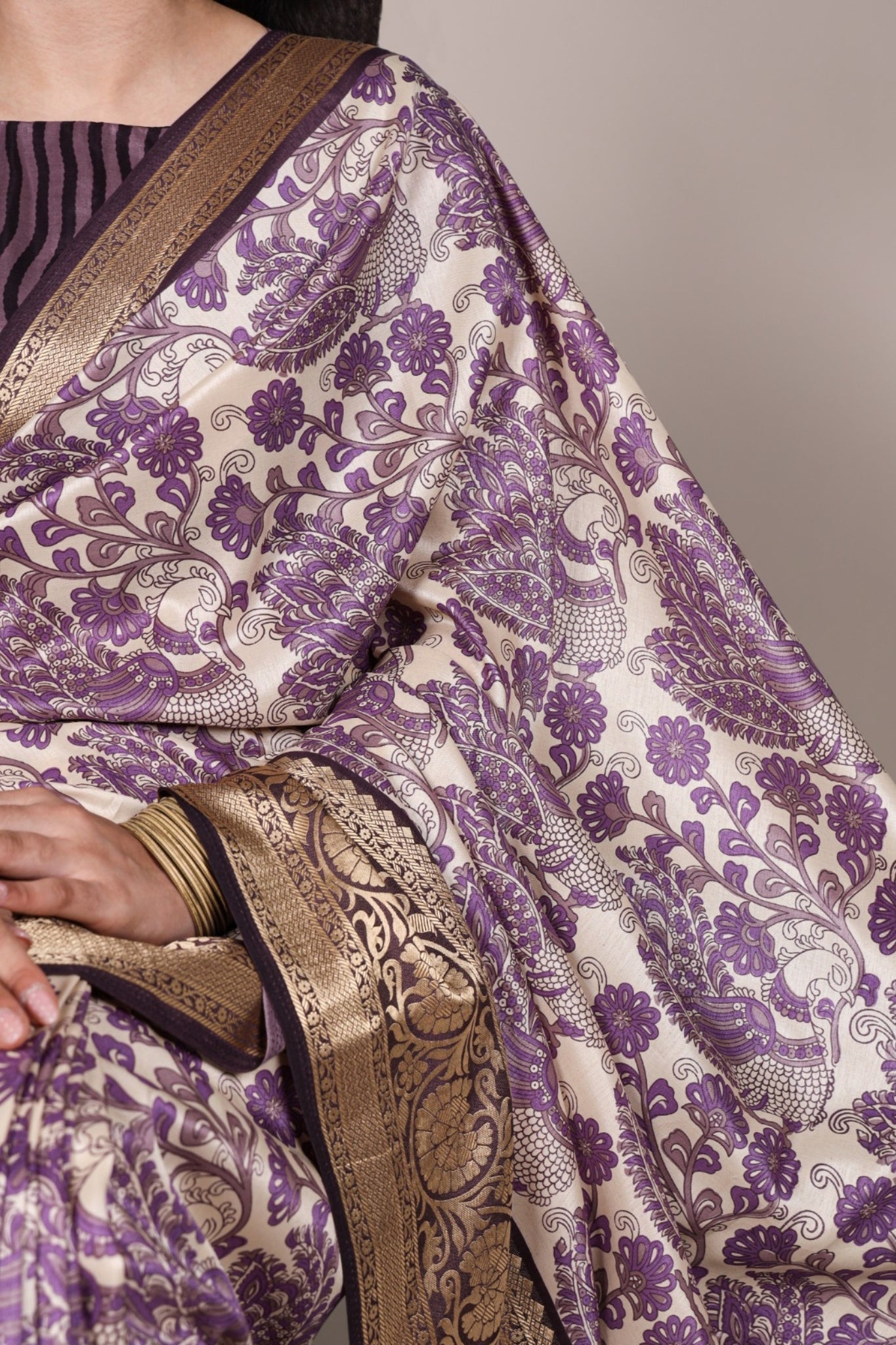 Tasar Silk Printed With Viscose Border Beautiful Saree