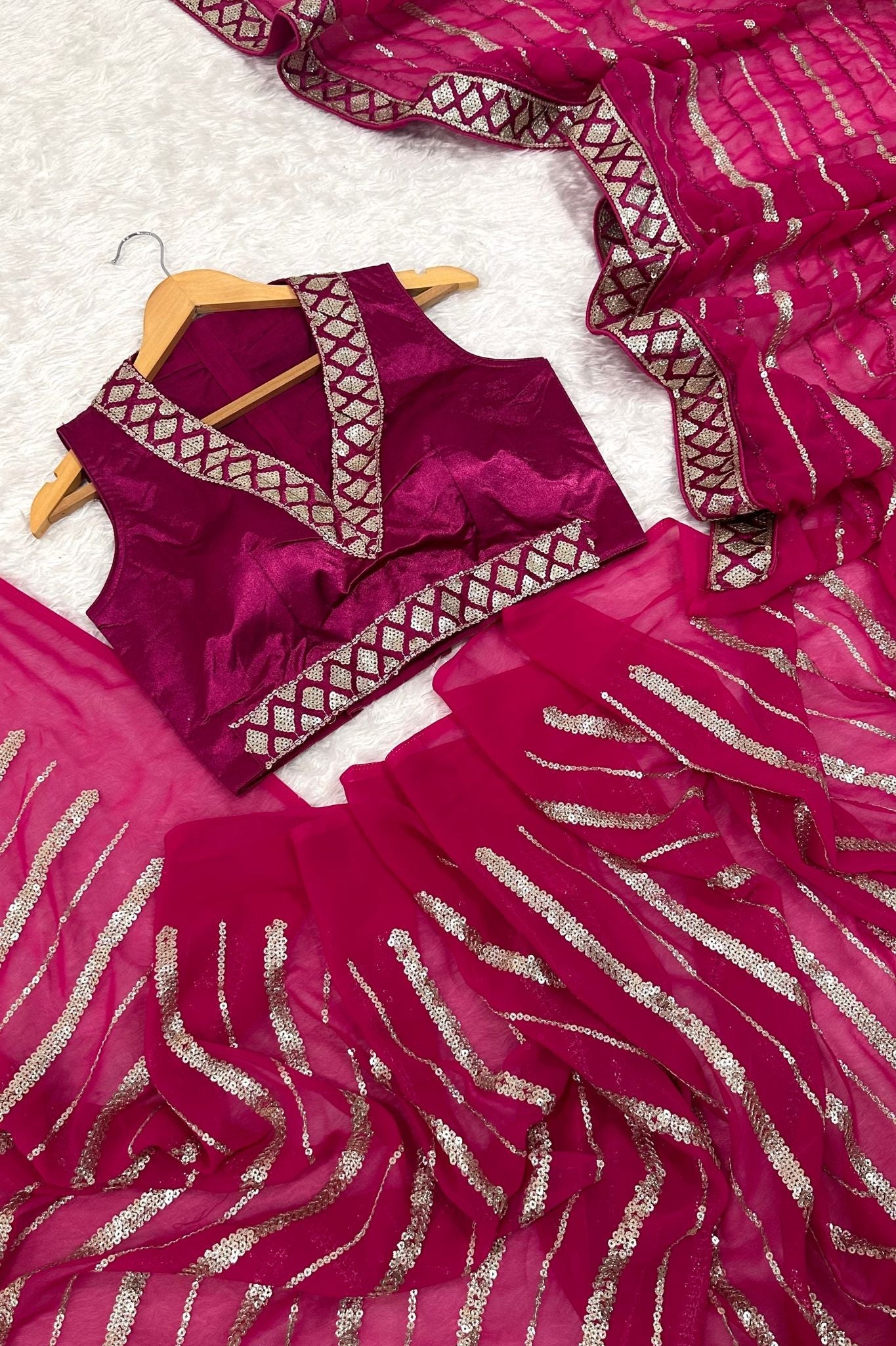 Pink Color Bollywood Georgette Saree