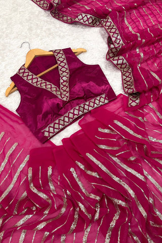 Pink Color Bollywood Georgette Saree