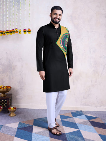 Traditional Men's Kurta for Garba Nights - Black