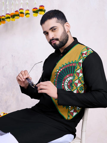 Traditional Men's Kurta for Garba Nights - Black