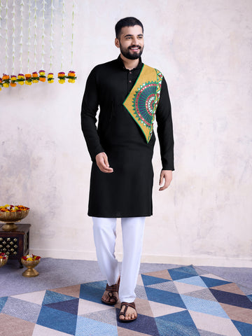 Traditional Men's Kurta for Garba Nights - Black