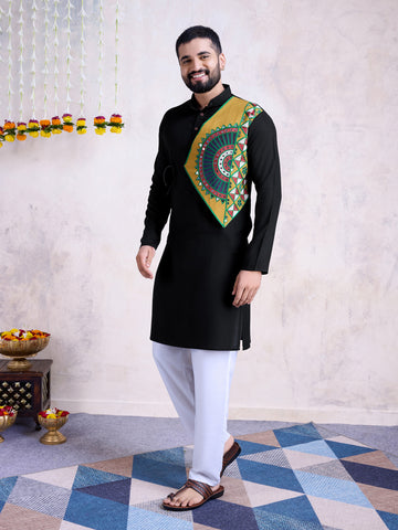 Traditional Men's Kurta for Garba Nights - Black