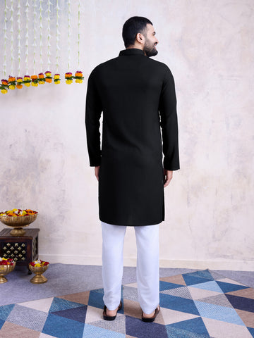 Traditional Men's Kurta for Garba Nights - Black