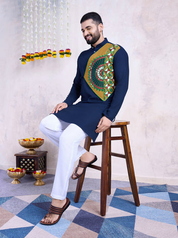 Traditional Men's Kurta for Garba Nights - Navy