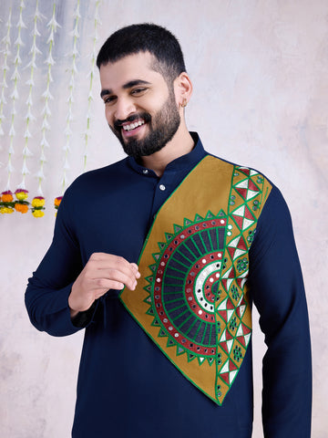 Traditional Men's Kurta for Garba Nights - Navy