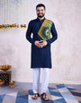 Traditional Men's Kurta for Garba Nights - Navy