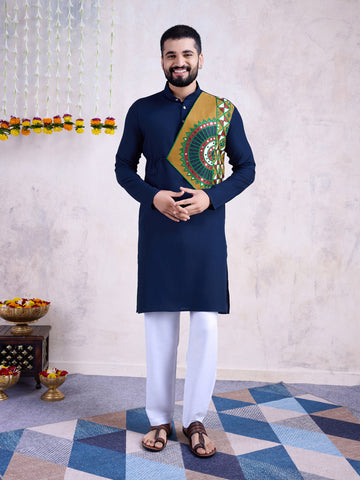 Traditional Men's Kurta for Garba Nights - Navy