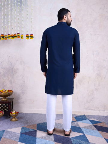 Traditional Men's Kurta for Garba Nights - Navy