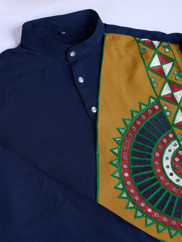 Traditional Men's Kurta for Garba Nights - Navy