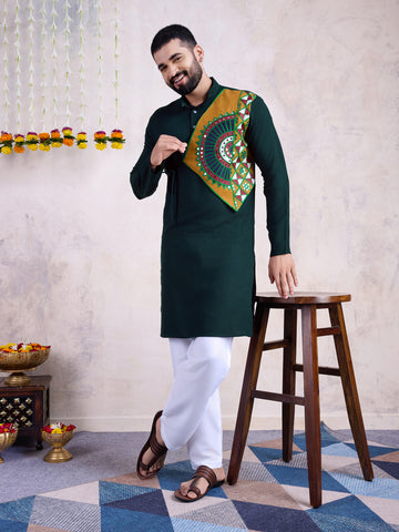 Traditional Men's Kurta for Garba Nights - Green