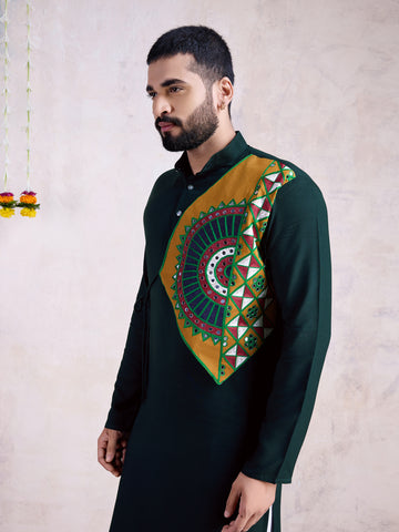 Traditional Men's Kurta for Garba Nights - Green