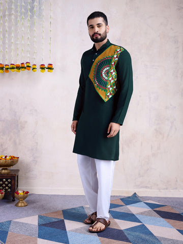 Traditional Men's Kurta for Garba Nights - Green