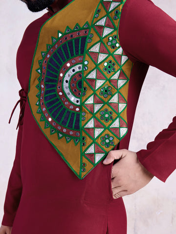 Traditional Men's Kurta for Garba Nights - Maroon