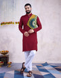 Traditional Men's Kurta for Garba Nights - Maroon