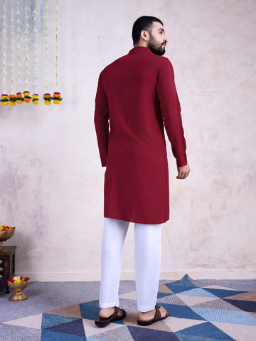 Traditional Men's Kurta for Garba Nights - Maroon