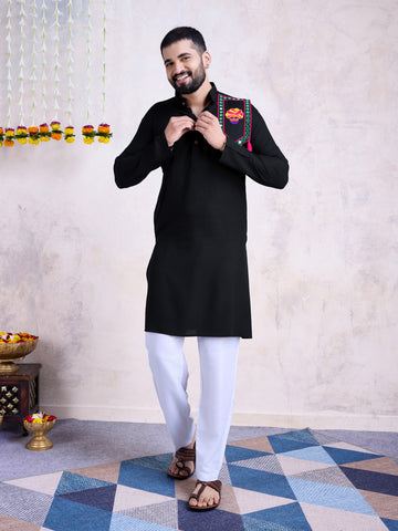 Traditional Men's Kurta for Garba Nights - Black