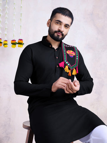 Traditional Men's Kurta for Garba Nights - Black