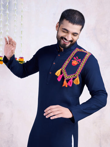 Traditional Men's Kurta for Garba Nights - NAVY