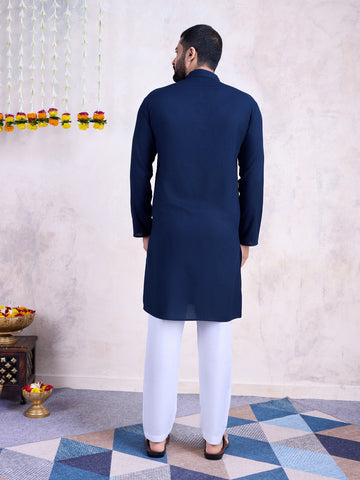 Traditional Men's Kurta for Garba Nights - NAVY