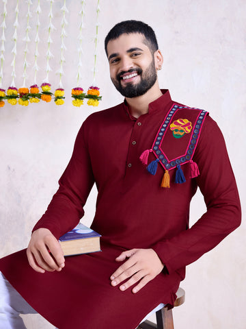 Traditional Men's Kurta for Garba Nights - Maroon