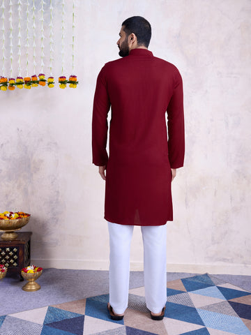 Traditional Men's Kurta for Garba Nights - Maroon