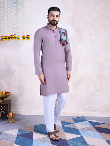 Traditional Men's Kurta for Garba Nights - Dusty Purple