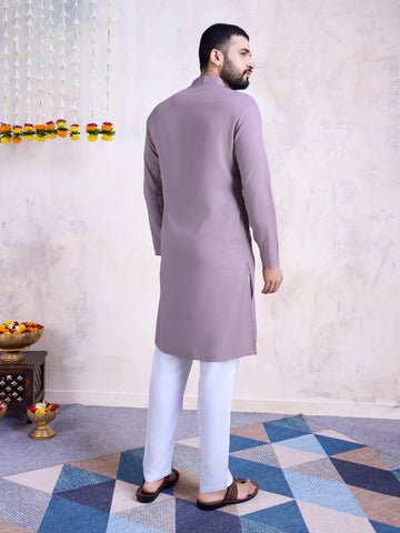 Traditional Men's Kurta for Garba Nights - Dusty Purple