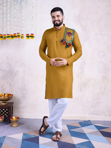 Traditional Men's Kurta for Garba Nights - Yellow