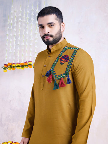 Traditional Men's Kurta for Garba Nights - Yellow