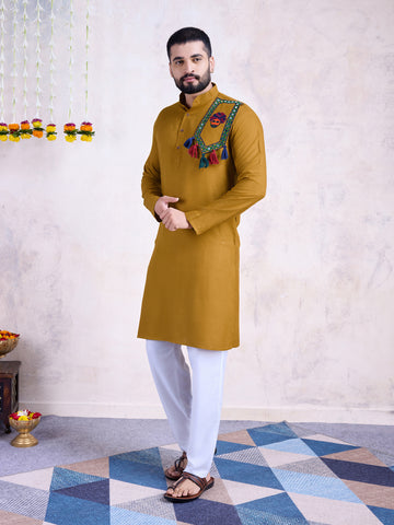 Traditional Men's Kurta for Garba Nights - Yellow