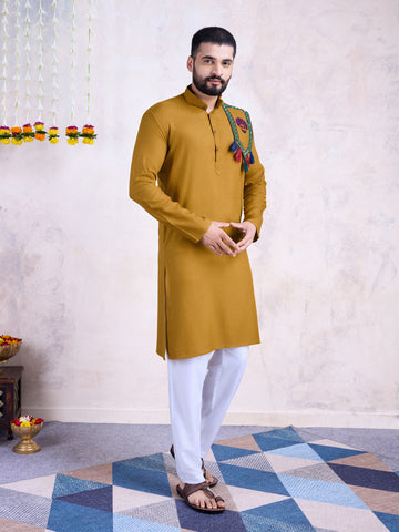 Traditional Men's Kurta for Garba Nights - Yellow