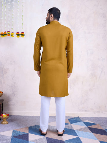 Traditional Men's Kurta for Garba Nights - Yellow